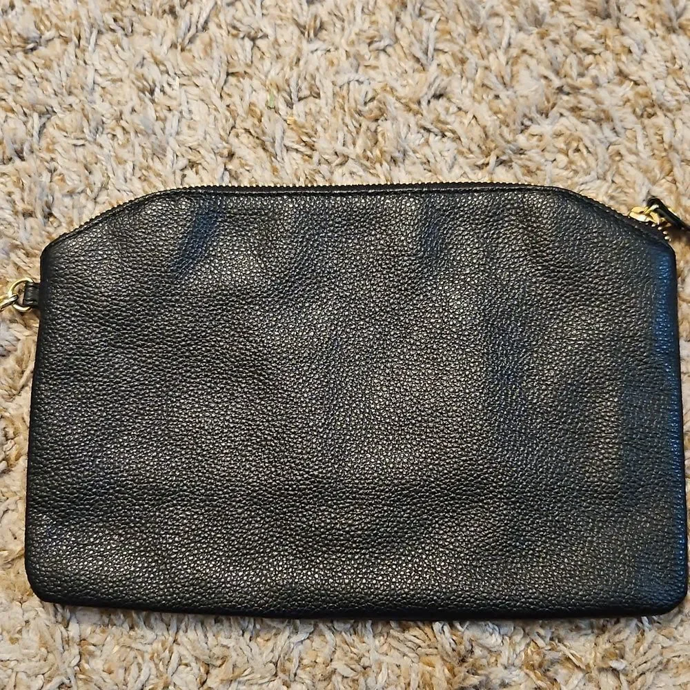 Lodis Black Leather Wristlet Clutch